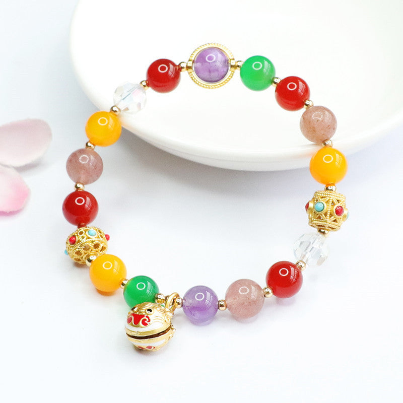 Natural agate chalcedony bracelet multi-treasure crystal diy tassel bracelet colorful treasure CB2052401 