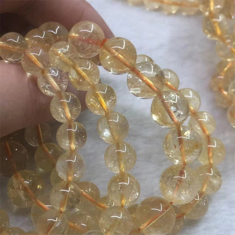 Natural Yellow Asai Citrine Single Circle Bracelet Rainbow Light Bracelet Non-Artificial Explosion Finished Bracelet Wholesale