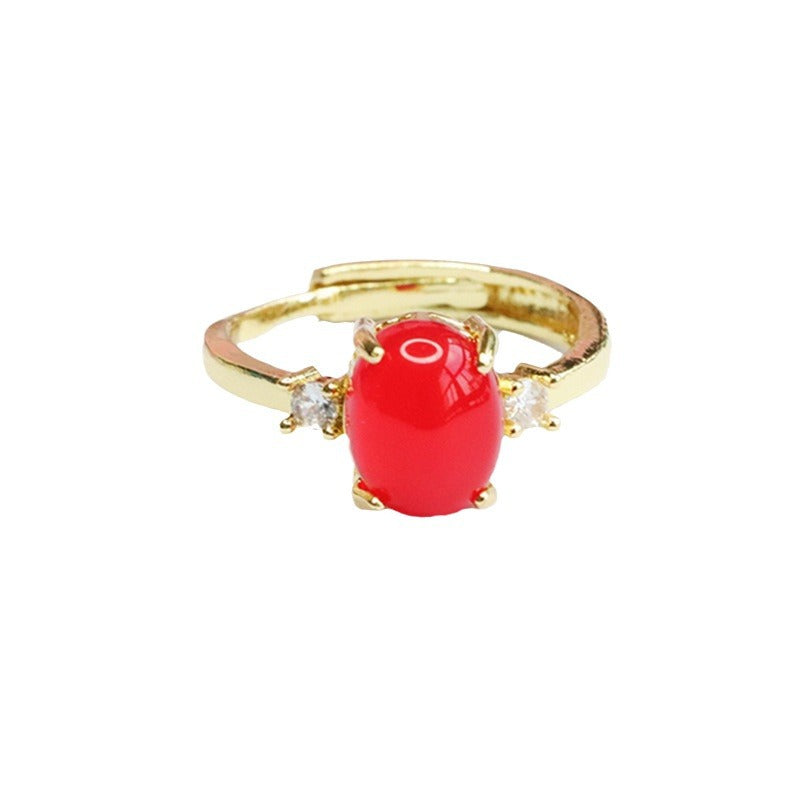 Natural chrysoprase ring pigeon blood red agate ring ethnic style MN3110502