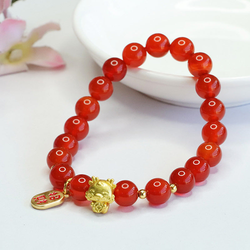 Natural red agate bracelet zodiac dragon bracelet year of the dragon zodiac year jewelry CB3111203