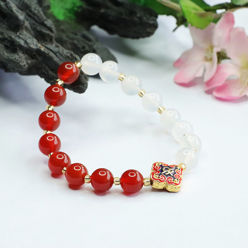 Red agate bracelet white chalcedony bracelet crystal bracelet for women ZS3052607