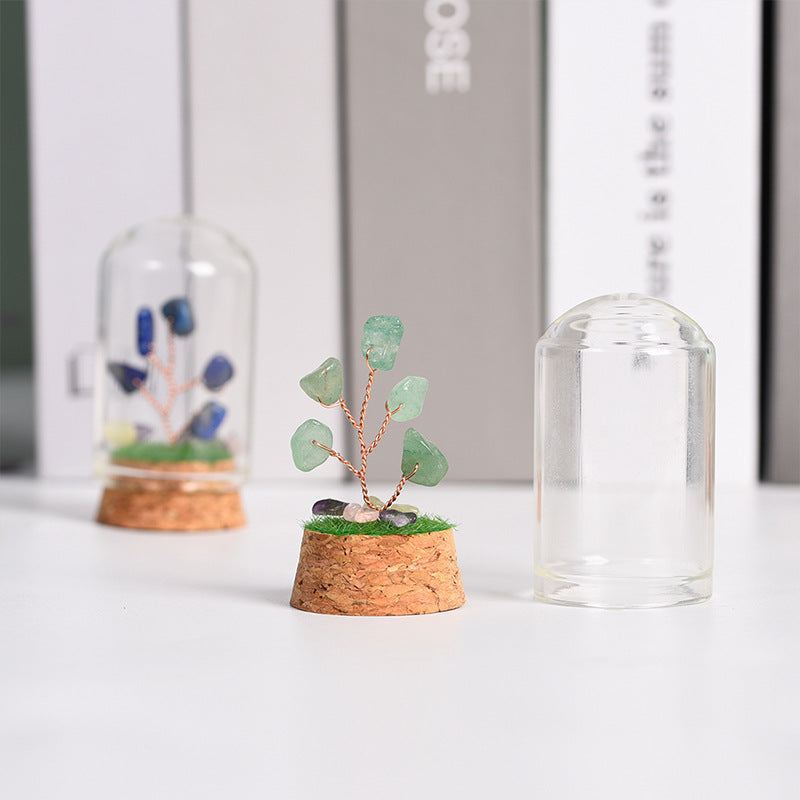 Natural crystal raw stone glass cover micro landscape crystal tree children's popular science festival gift home decoration ornaments 