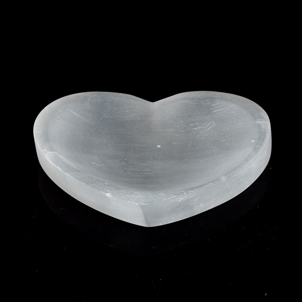 Manufacturer's natural Moroccan white gypsum bowl, heart-shaped crystal rough stone, creative home desktop decoration 