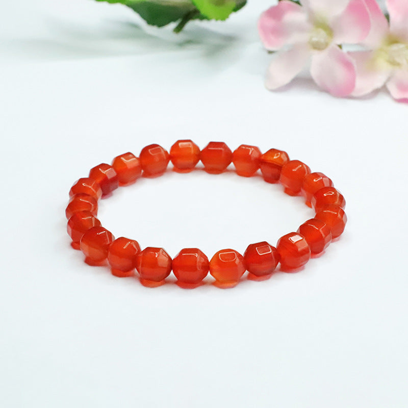 Natural Ice Red Agate Bracelet Faceted Single Circle Bracelet CB3050506