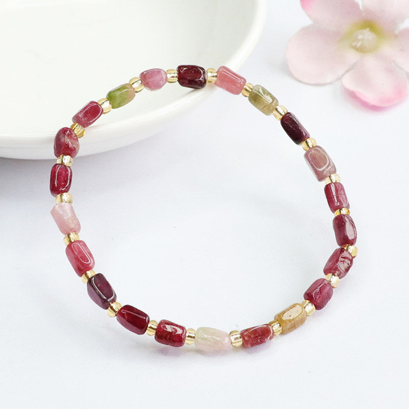 Natural tourmaline random bracelet raw stone bracelet crystal color treasure jewelry for women CB2042102 