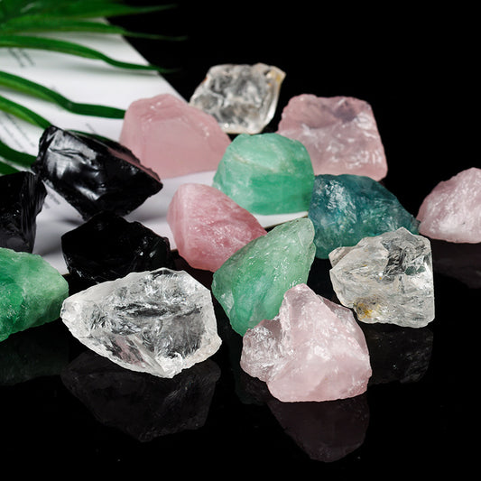 Spot crystal raw stone aromatherapy stone diffuser stone natural pink quartz green fluorite amethyst crystal stone 