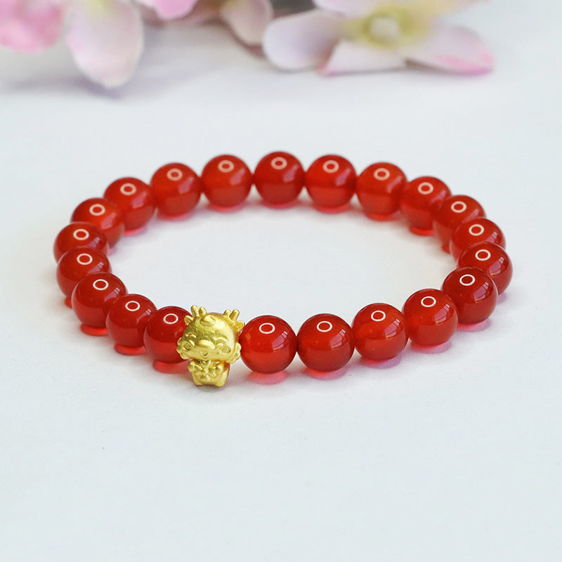 Customized red agate bracelet zodiac sign dragon bracelet birth year jewelry CB3111204