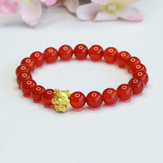 Natural red agate bracelet zodiac sign dragon bracelet birth year jewelry CB3111204