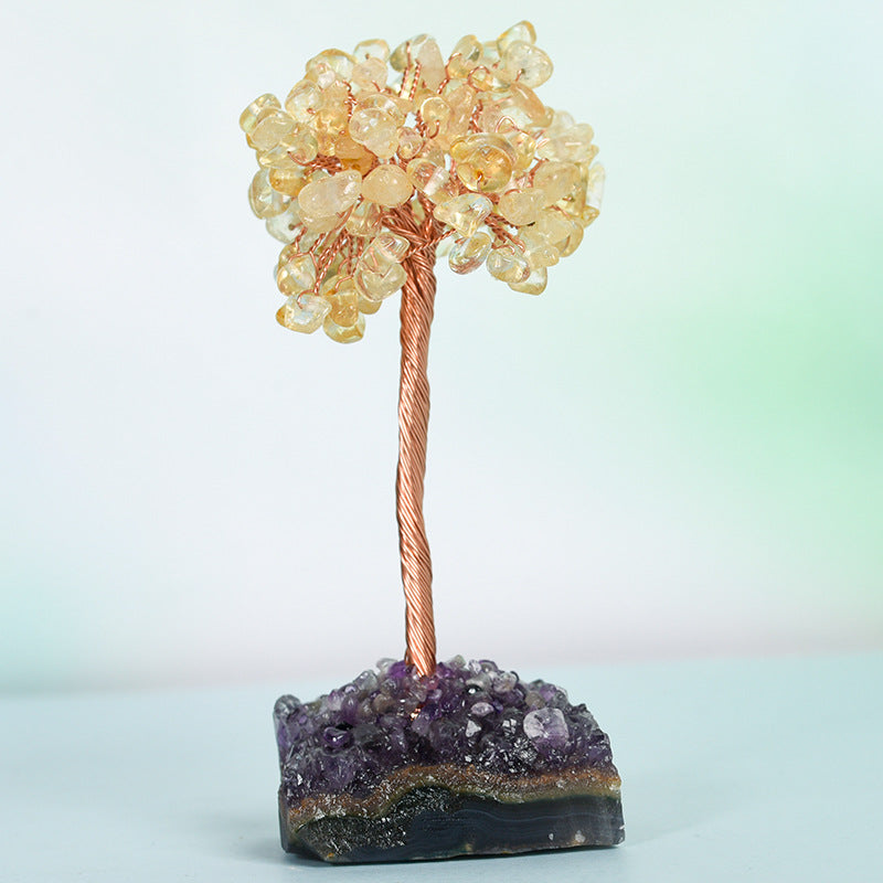 Natural crystal gravel crystal tree ornaments fluorite raw stone home office creative decoration crafts supply source