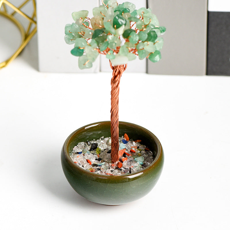 Natural crystal tree gravel ornaments crystal tree home creative office decoration crafts colorful small bowl shape base 