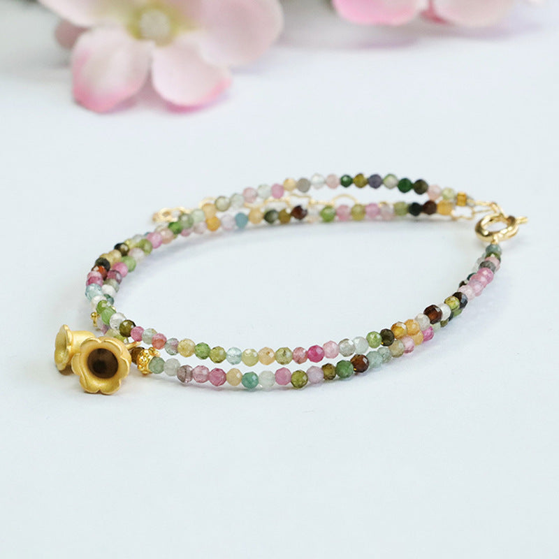 Natural Candy Tourmaline Bracelet Double Circle Colorful Orchid of the Valley Bracelet CB3092206 