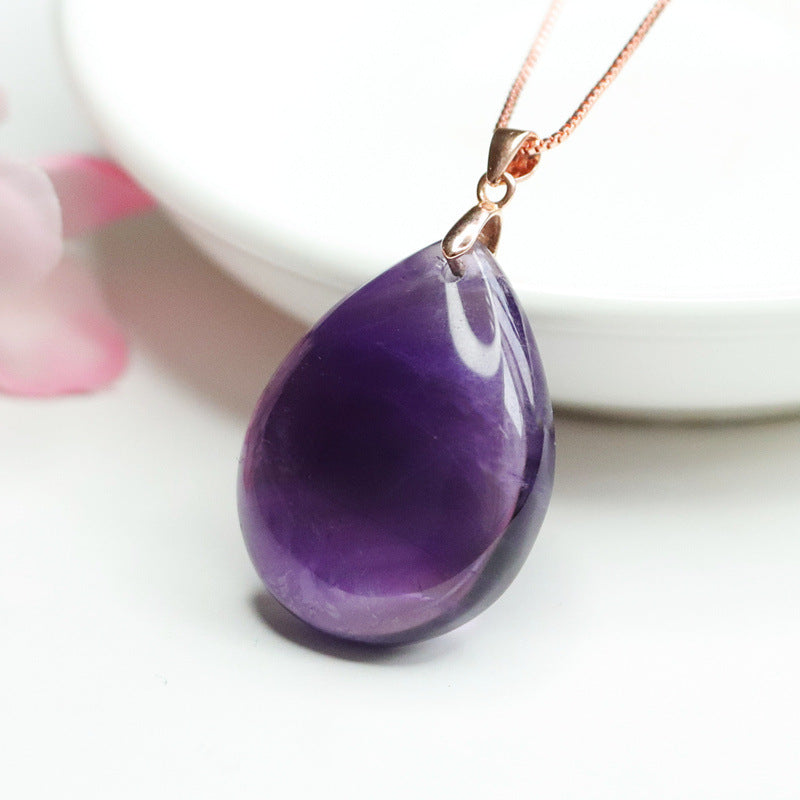 S925 silver set with natural amethyst drop pendant necklace crystal jewelry CB2120133 