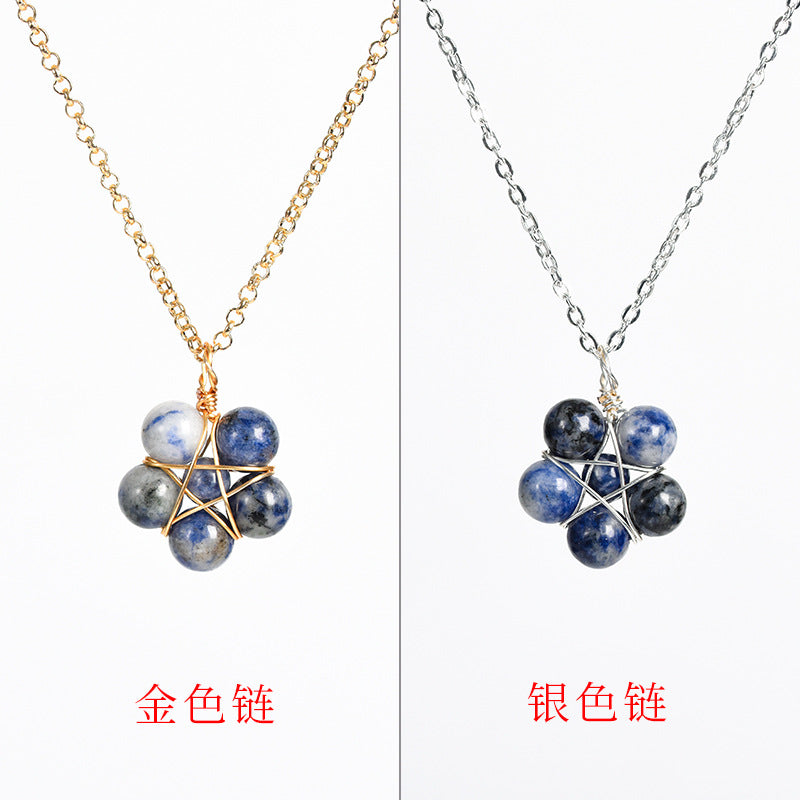 Natural crystal raw stone round beads flower jade pendant hand-wound hot-selling jewelry 