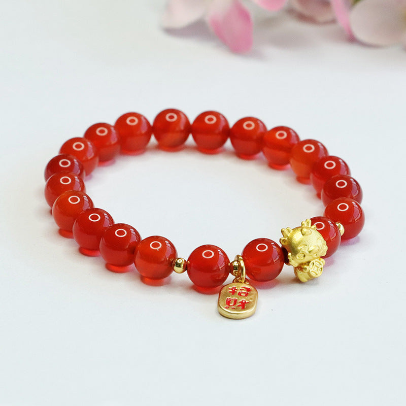 Natural red agate bracelet zodiac dragon bracelet year of the dragon zodiac year jewelry CB3111203