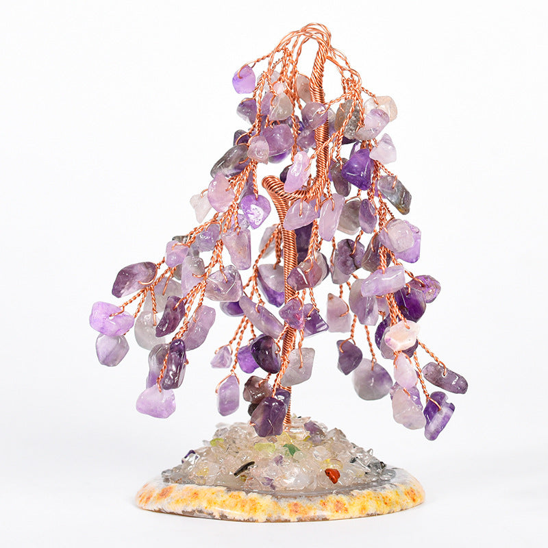 Willow agate base crystal tree ornaments crafts amethyst crystal tree home office desk creative tree decoration 