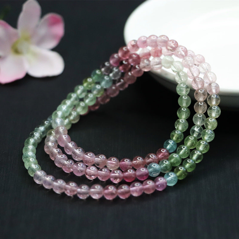 Natural crystal Brazilian old mine tourmaline fully transparent bracelet macaron multi-circle jewelry gift CB2112907 