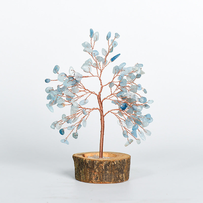 Natural crystal tree gravel solid wood ornaments crystal tree home creative office decoration crafts color modeling base 