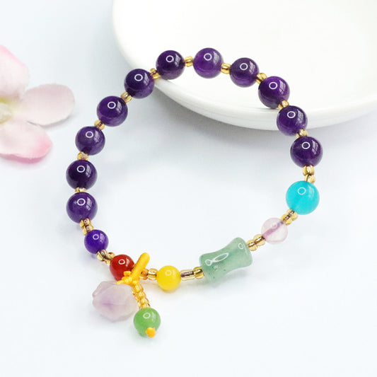 Natural Amethyst Bracelet Small Waist Tassel Bracelet Women's Colorful Jewelry CB2050907 