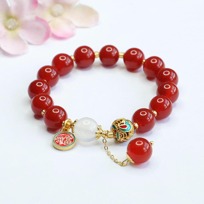 Natural red agate bracelet chalcedony diy tassel bracelet jewelry MN2071315