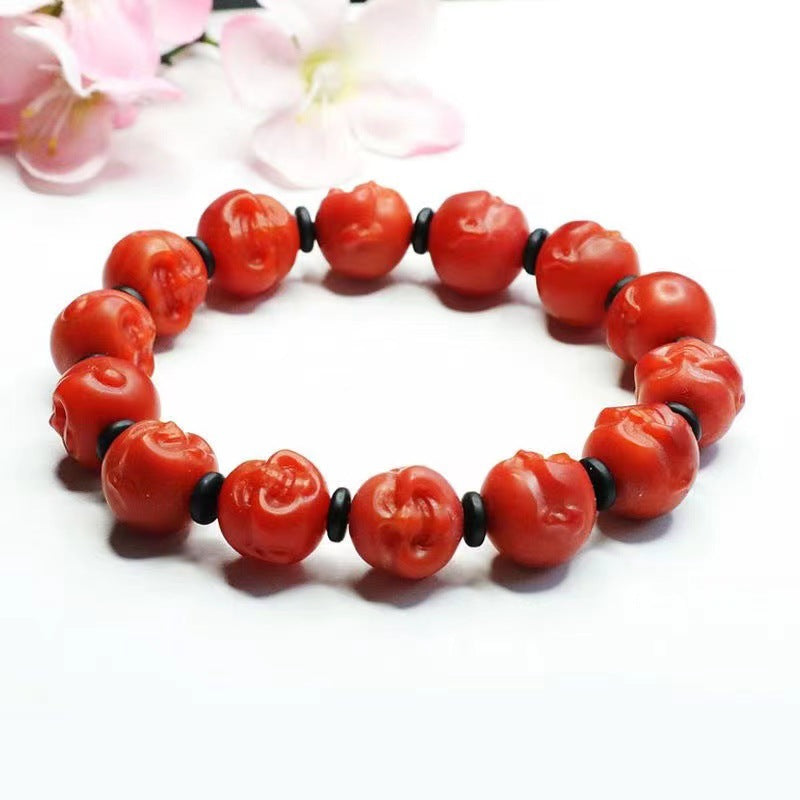 Natural southern red agate bracelet full of flesh and color Buddha head jewelry MN2112401 