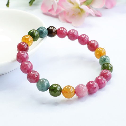 Natural Tourmaline Bracelet Brazilian Rainbow Bracelet 8mm Crystal Color Treasure Supply CB2081602 