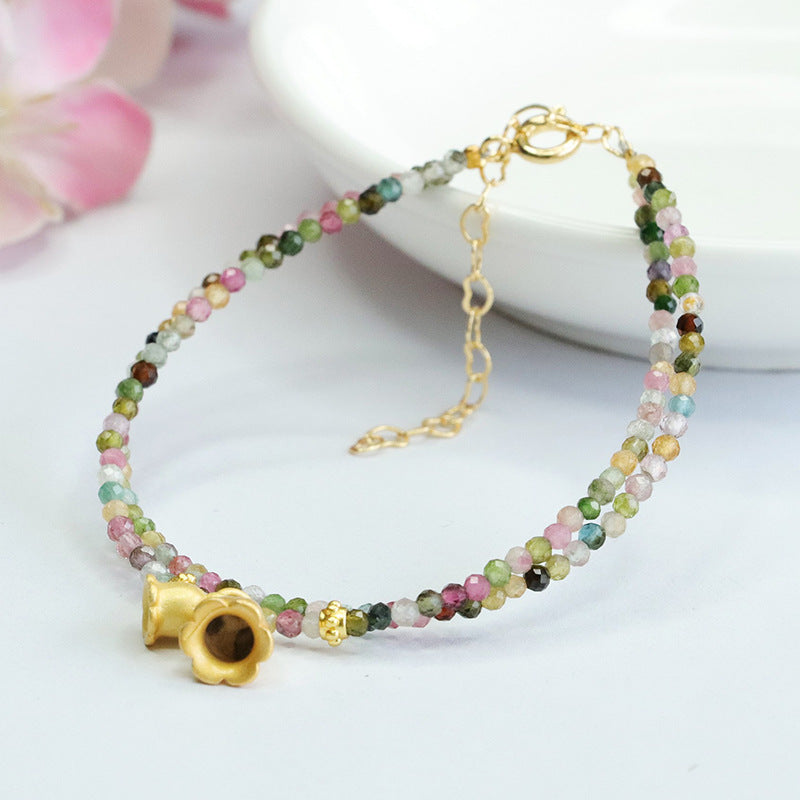 Natural Candy Tourmaline Bracelet Double Circle Colorful Orchid of the Valley Bracelet CB3092206 