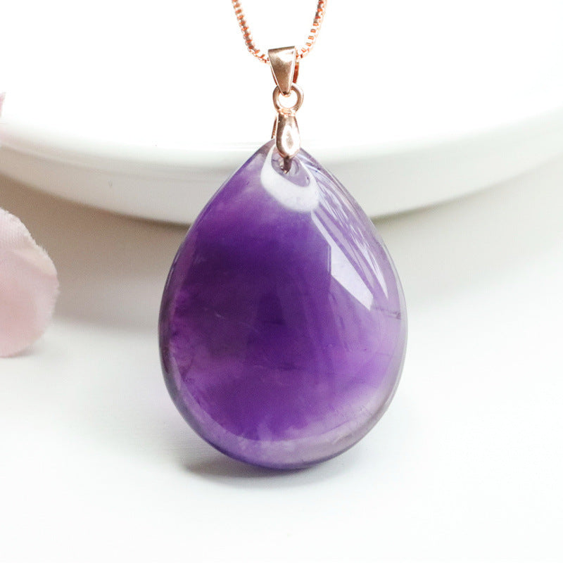 S925 silver set with natural amethyst drop pendant necklace crystal jewelry CB2120133 