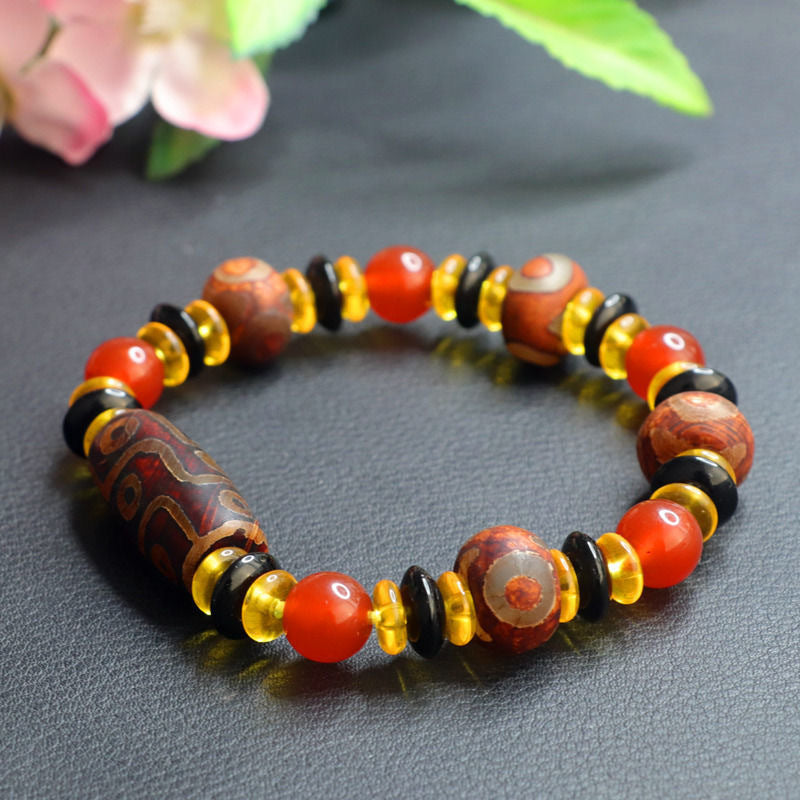 Tibetan nine-eye dzi bead bracelet agate bracelet jewelry MN1122577