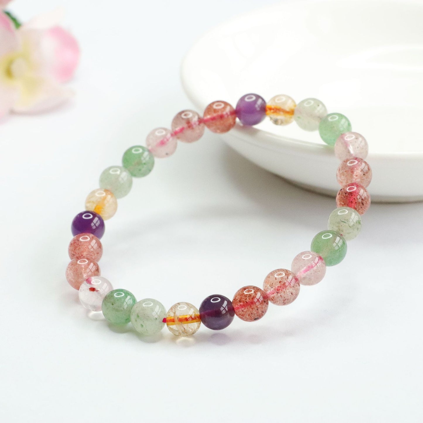 Natural crystal bracelet Duobao strawberry crystal amethyst citrine bracelet factory live delivery CB2120605 