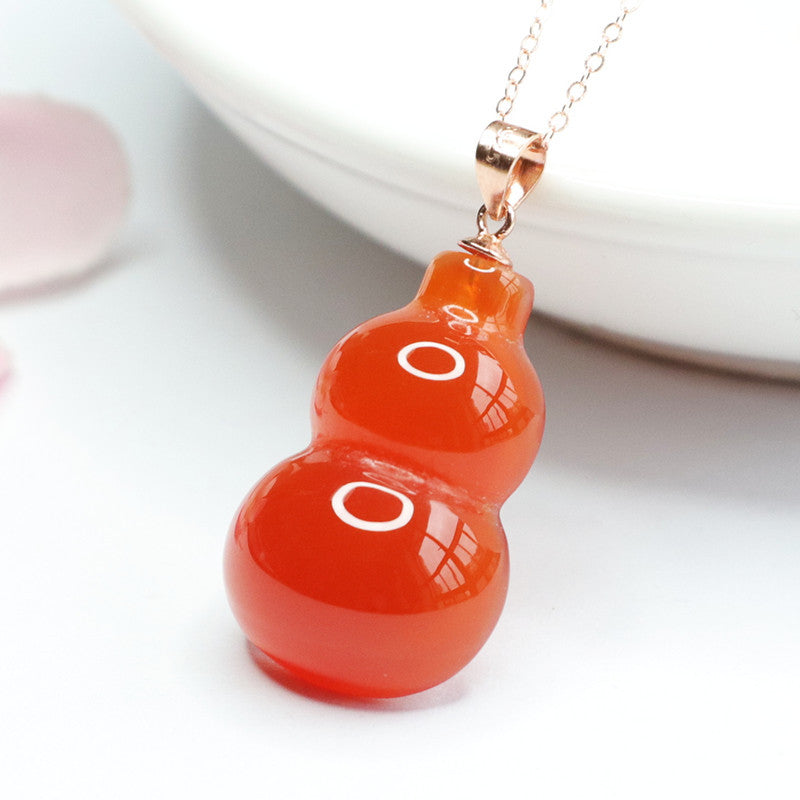 S925 silver inlaid with natural red agate gourd pendant chalcedony pendant jewelry MN2042011