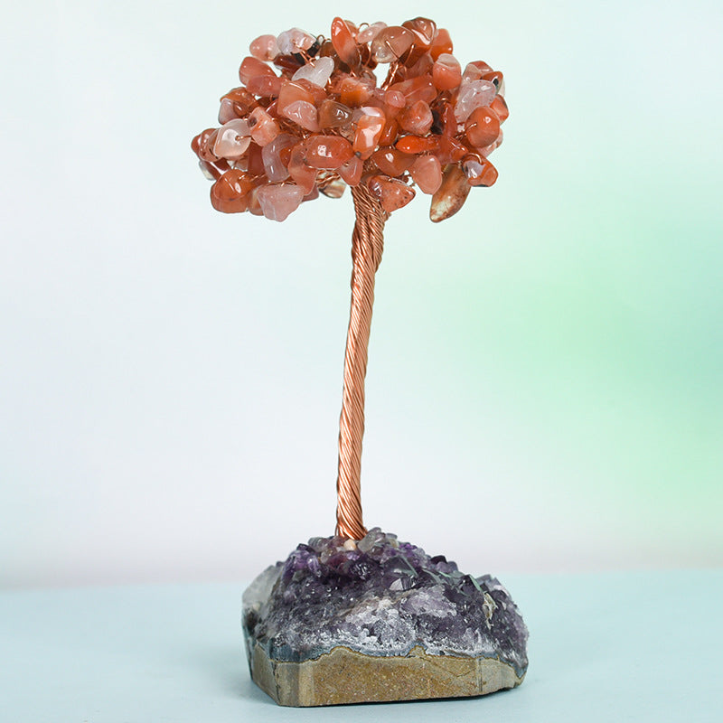 Natural crystal gravel crystal tree ornaments fluorite raw stone home office creative decoration crafts supply source