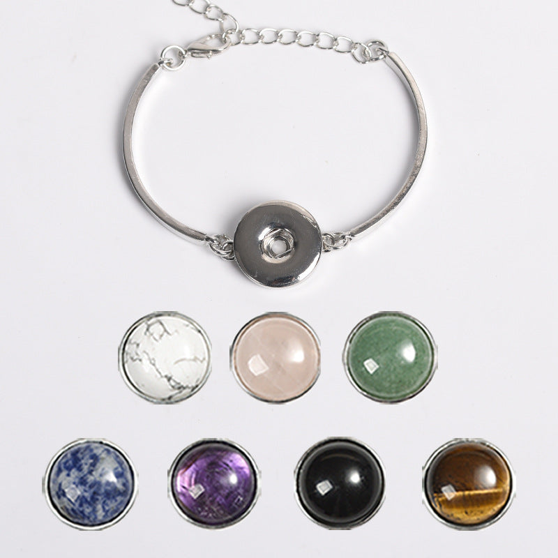 Personalized button crystal raw stone handmade diy colorful crystal bracelet material jewelry accessories 