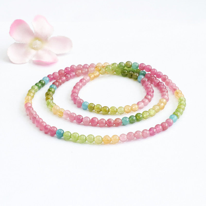 Natural Rainbow Tourmaline Bracelet Gradient Color Bracelet Macaron Necklace Women CB2042802 