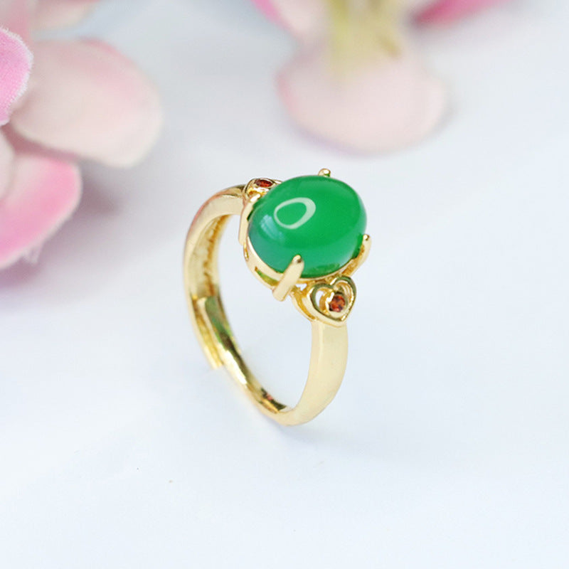 Customized red agate ring, chrysoprase ring, palace style MN3101302