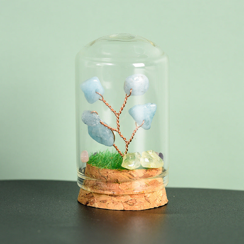 Natural crystal raw stone glass cover micro landscape crystal tree children's popular science festival gift home decoration ornaments 