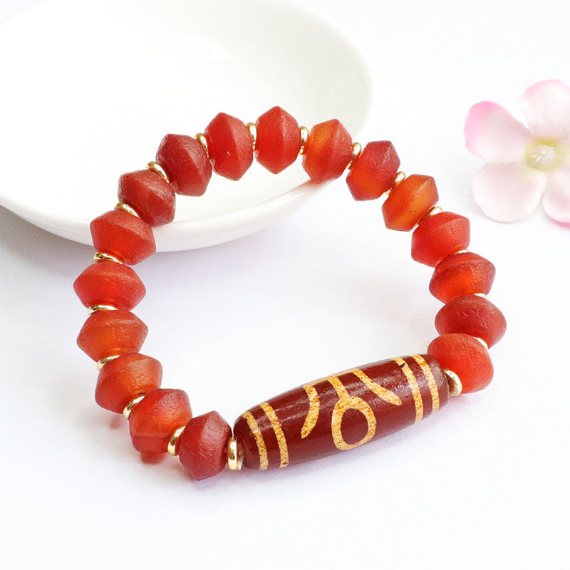 Old material red agate bracelet Dzi beads passepartout bracelet MN2042113