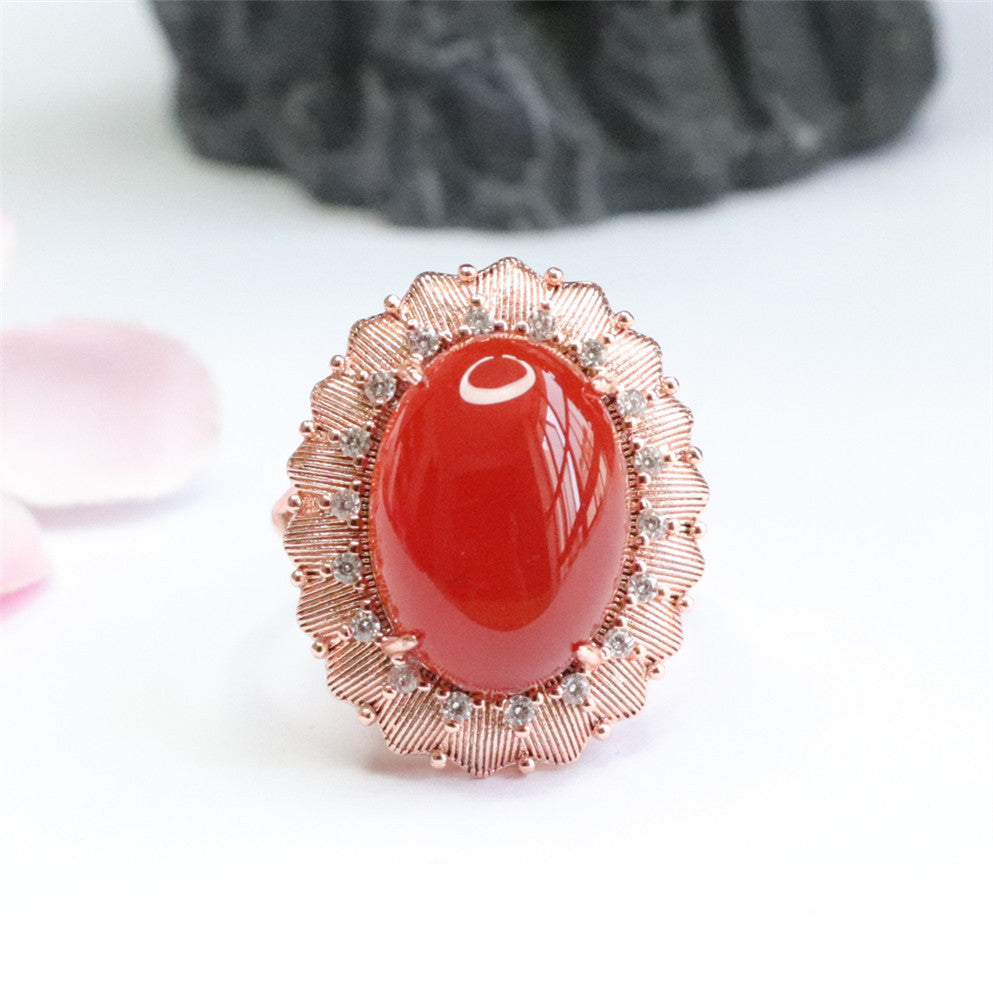 Carnelian dove egg ring chalcedony ring jewelry MN2050510