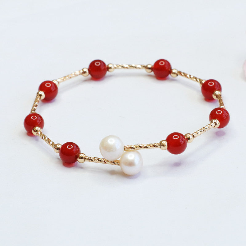 Natural red agate pearl bracelet chalcedony bracelet jewelry accessories MN2040304