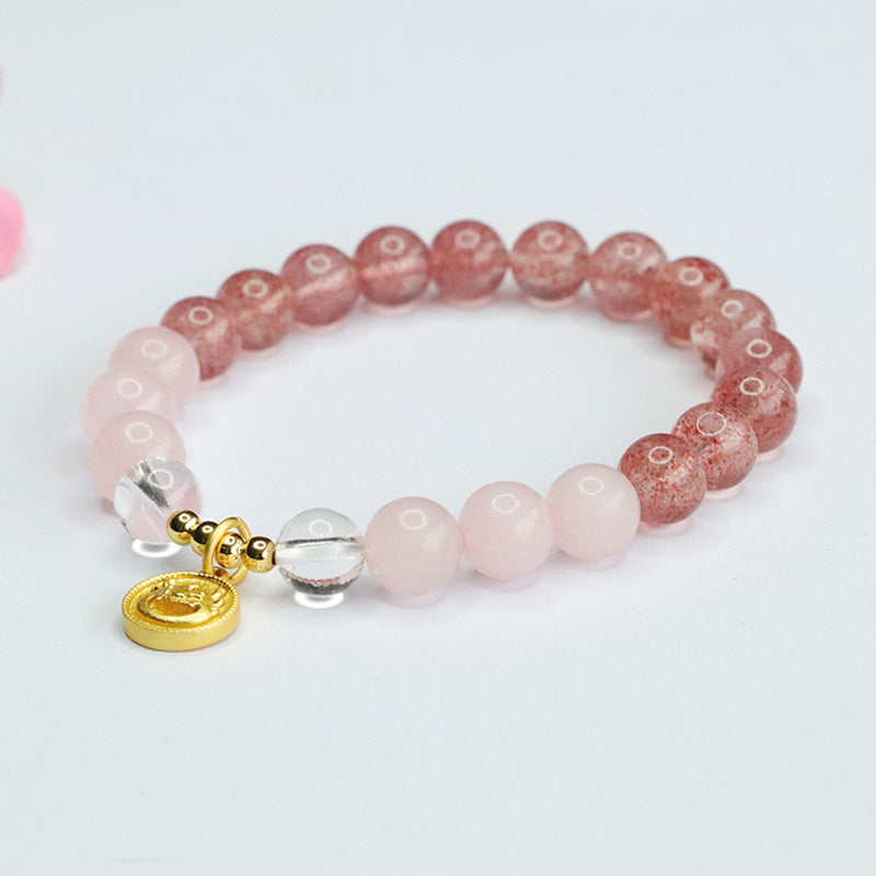 Natural Pink Crystal Bracelet Strawberry Crystal Auspicious Dragon Bracelet Year of the Dragon Jewelry Wholesale Delivery CB4022307 