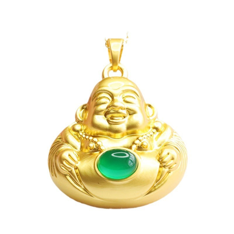 Natural red agate Buddha pendant chrysoprase Maitreya Buddha necklace national trend MN3110613