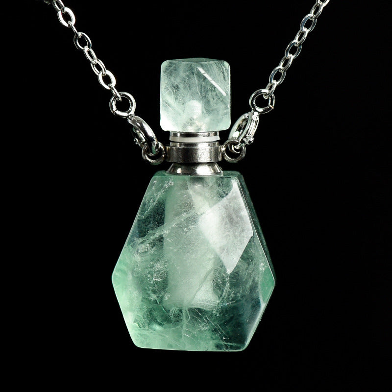 Hot selling new multi-color optional crystal perfume bottle simple personalized necklace pendant 