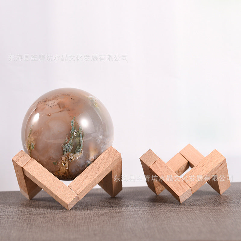 Solid wood flat plate mine mark crafts display stand log geometric island rack crystal ball base home decoration bracket 