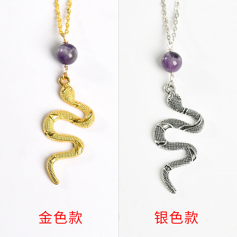 European and American popular jewelry snake crystal necklace personality fashion retro snake pendant sweater chain for women 