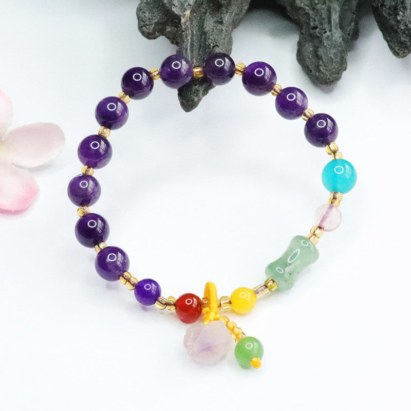 Natural Amethyst Bracelet Small Waist Tassel Bracelet Women's Colorful Jewelry CB2050907 