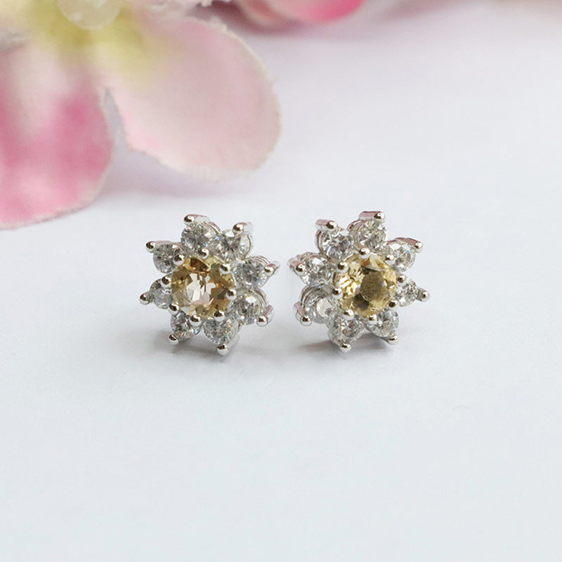 Natural Citrine Earrings S925 Silver Needle Colorful Earrings Women's Jewelry CB3110306 