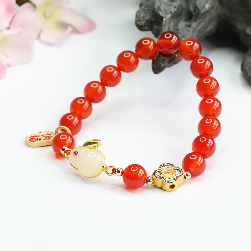 Natural Agate Rabbit Bracelet Red Agate Year of the Rabbit Bracelet Jewelry Jewelry MN2121407