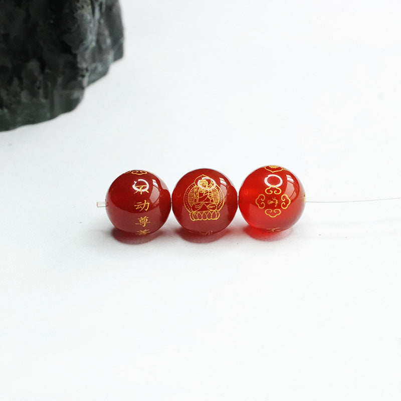 Agate engraved eight patron saints loose beads chalcedony year of the dragon DIYMN3121503