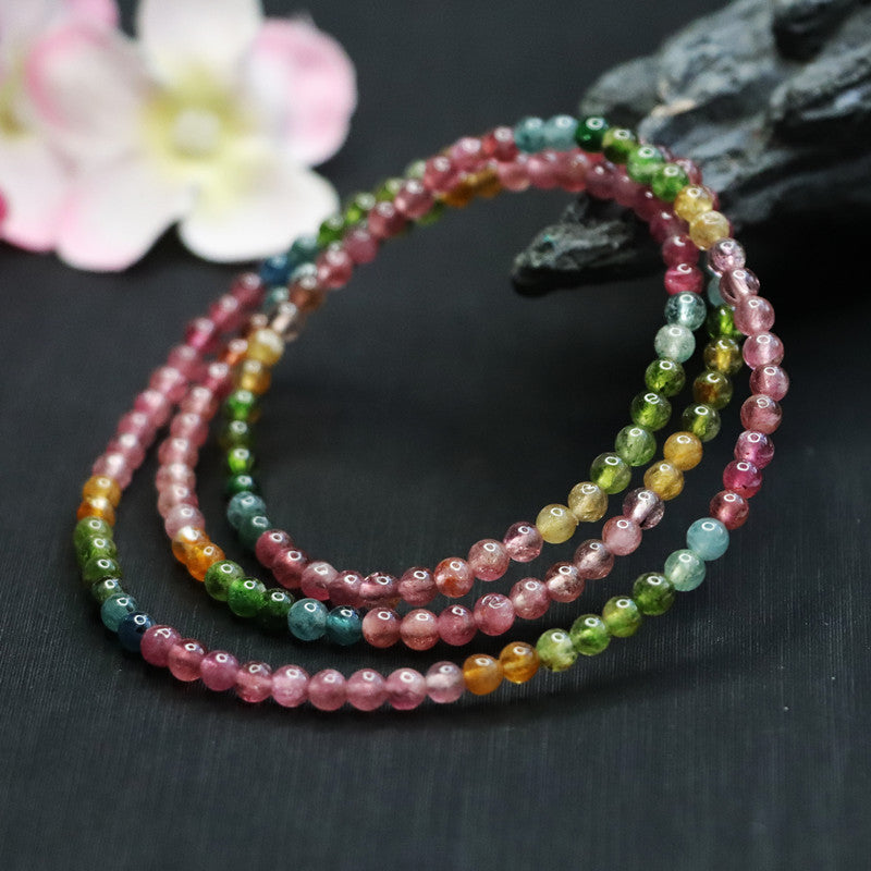 Natural Tourmaline Bracelet Rainbow Brazilian Bracelet Crystal Gemstone CB2100212 