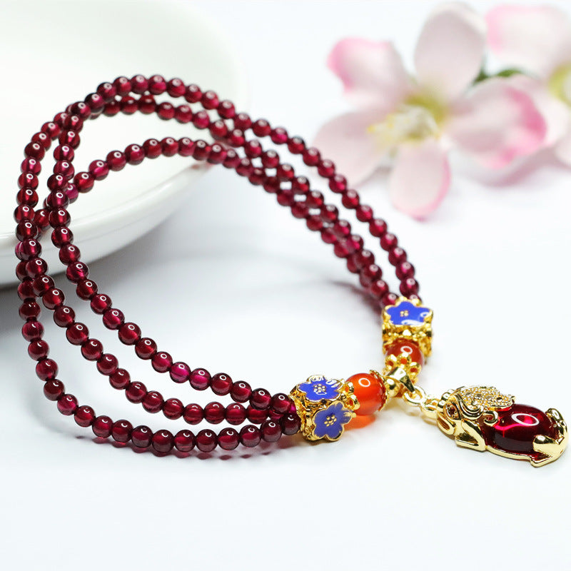 6A garnet bracelet Pixiu woman stone multi-circle crystal bracelet CB2120126 