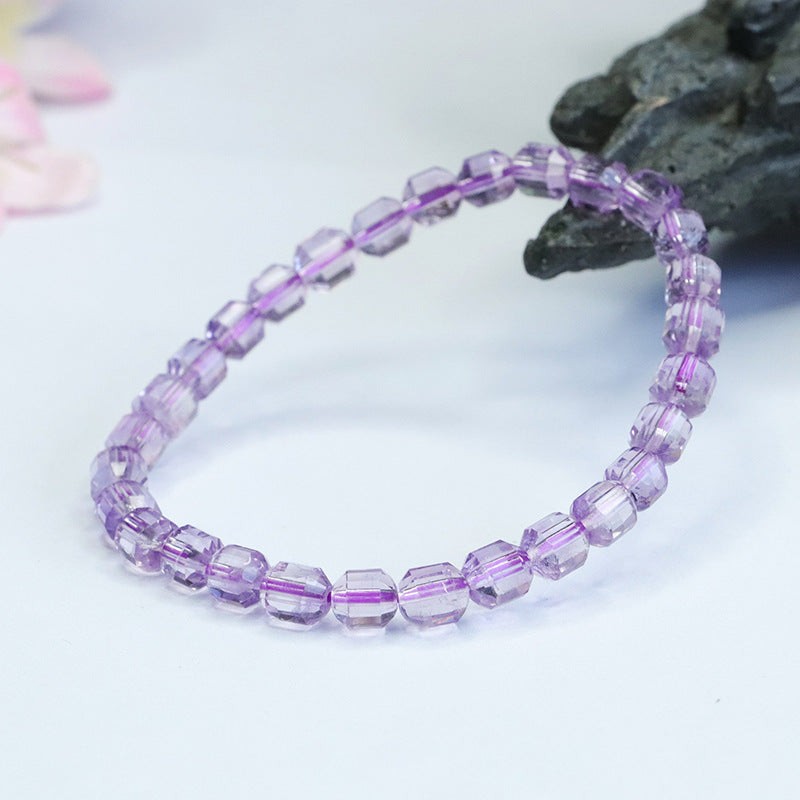 Natural Amethyst Bracelet Purple Color Treasure Faceted Cylindrical Bracelet CB3072804 